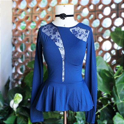Blusa azul peplum P
