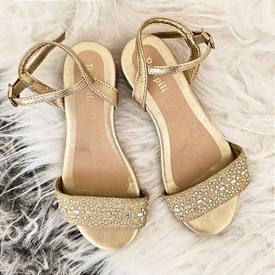 Sandália dourada Pampili 29