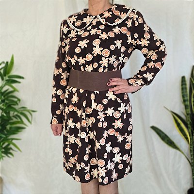 Vestido vintage marrom GG