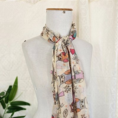 Echarpe corujas colorida