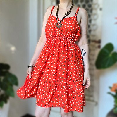 Vestido laranja estampado G