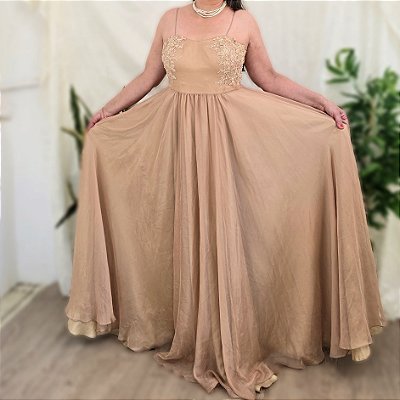 Vestido festa bege nude M/G