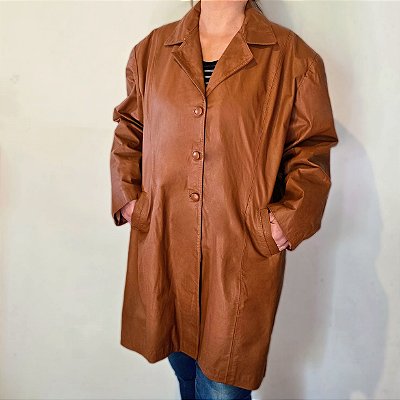 Sobretudo vintage couro GG