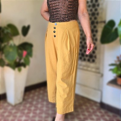 Calça mostarda linho G