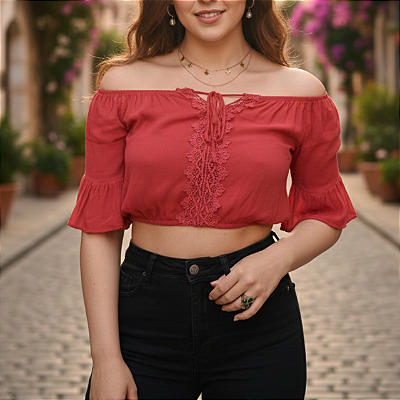 Cropped rosa viscose P