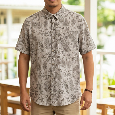 Camisa bege tropical M