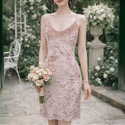 Vestido veludo molhado PP