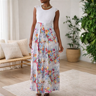 Vestido longo floral P