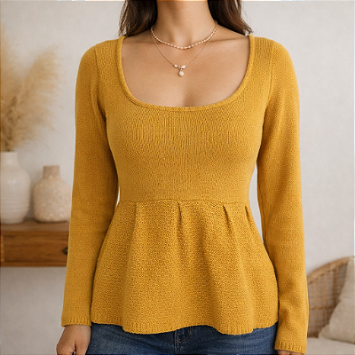 Blusa tricot mostarda M