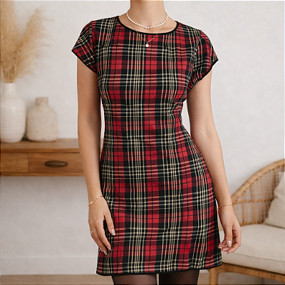 Vestido vermelho xadrez P