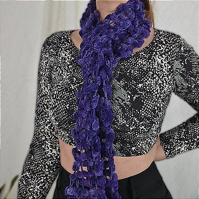 Cachecol roxo pompom