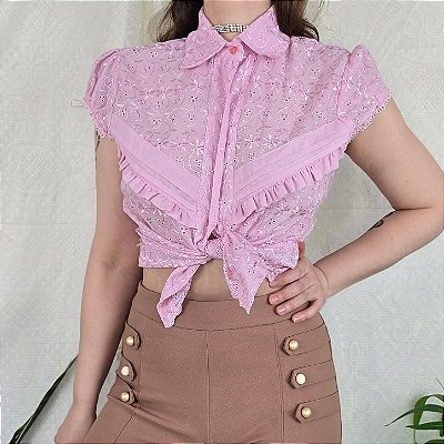 Camisa vintage rosa laise M