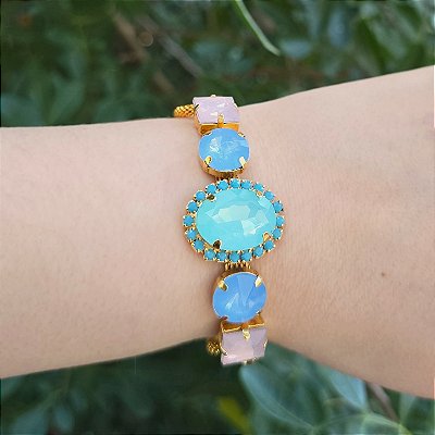 Pulseira colorida folheada