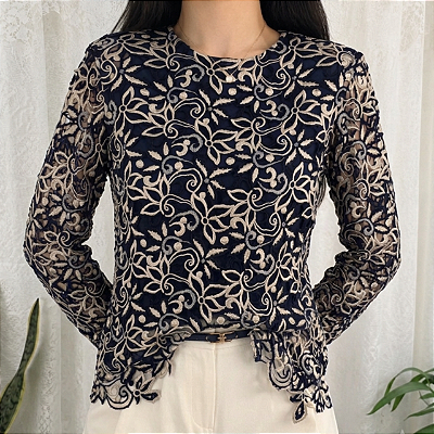 Blusa vintage renda guipir PP