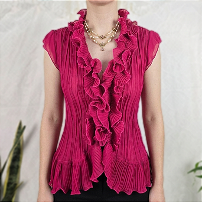 Blusa plissada magenta P/M