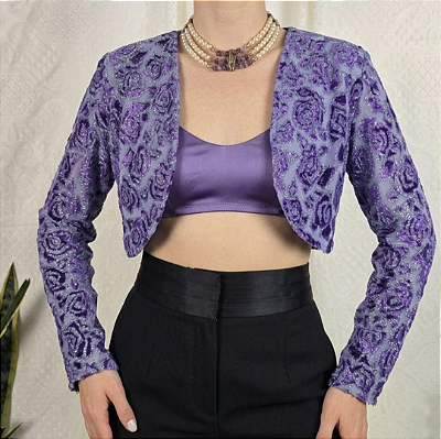 Bolero vintage 80's veludo devoré PP/P