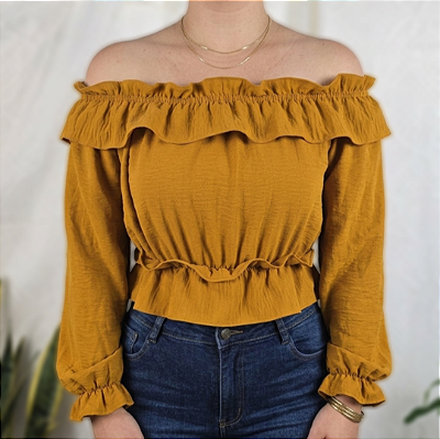 Blusa mostarda ciganinha P/M