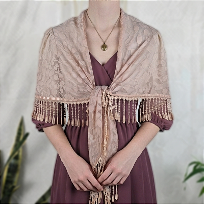 Lenço xale rosa renda