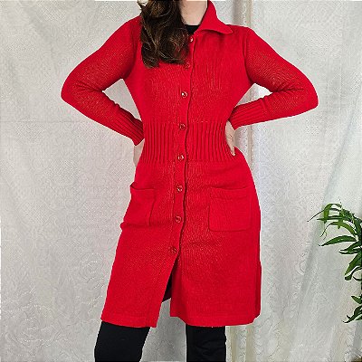 Sobretudo vermelho lã vintage P/M