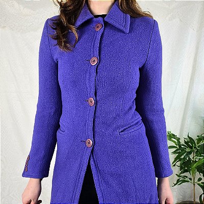 Sobretudo vintage roxo lã batida PP
