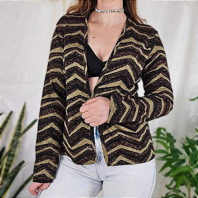 Cardigan vintage marrom chevron M