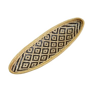 Balaio Canoa | Cesto Centro de Mesa Indígena Kuripako Preto e Natural 90cm