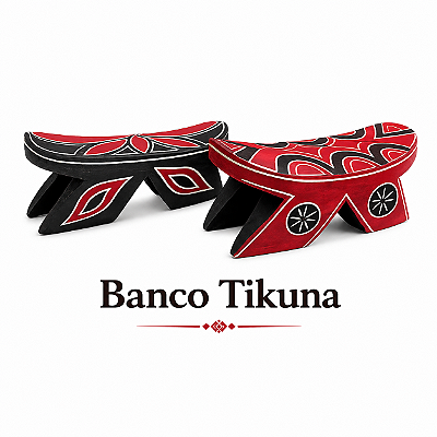 Banco Tikuna madeira para decoração