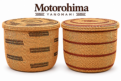 Motorohima indígena Yanomami – Cesto Artesanal com Tampa