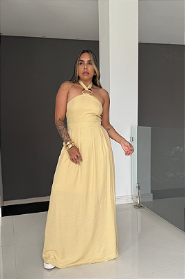 Vestido Longo Frente Única Argola Decote 703