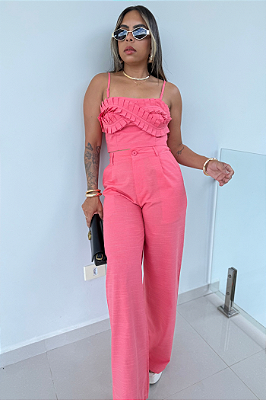 Cropped Alfaiataria Alça Fina Babado Busto 1447