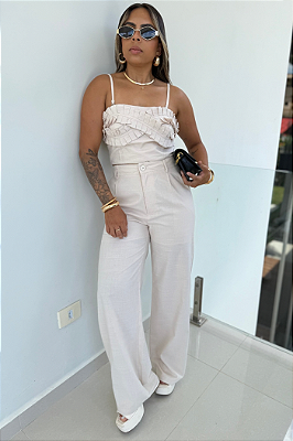 Calça Pantalona Alfaiataria em Linho Básico 2017