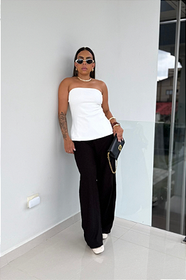 Blusa S/ Alça Alfaiataria C/ Zíper Costas 2229