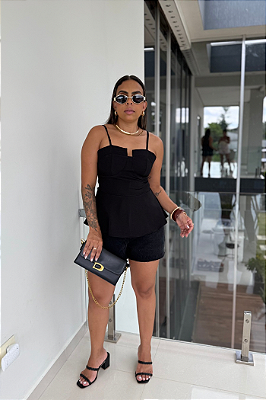 Regata Alfaiataria Peplum Alça Fina 2993