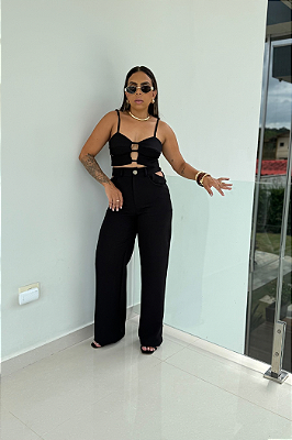 Calça Pantalona Alfaiataria Abertura Cós 1630