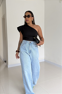 Blusa Manga Única C/ Babado Alfaiataria 1537