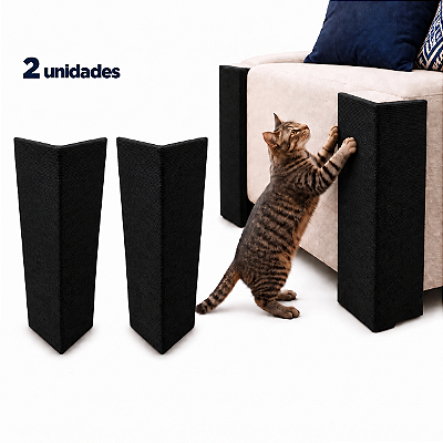 (Kit 2un) - PRETO - Arranhador De Canto Para Gatos Protetor Canto Sofá Cama Box