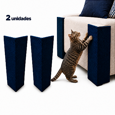 (Kit 2un) - AZUL - Arranhador De Canto Para Gatos Protetor Canto Sofá Cama Box