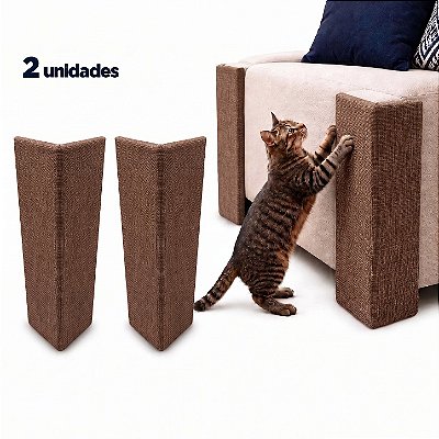 (Kit 2un) - MARROM - Arranhador De Canto Para Gatos Protetor Canto Sofá Cama Box