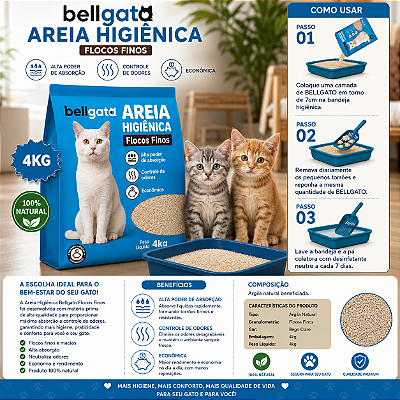 Areia Sanitária Para Gatos Bellgato Extra Fina Areia Para Gato Argila