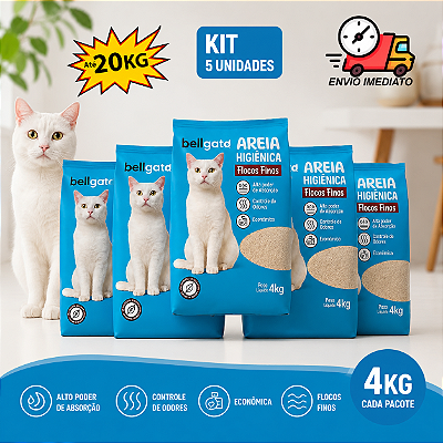 Areia Sanitária Higiênica Para Gatos de Argila Bellgato Grãos Finos
