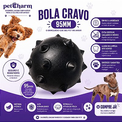 Bola Cravo Preta Para Cachorro de Grande Porte