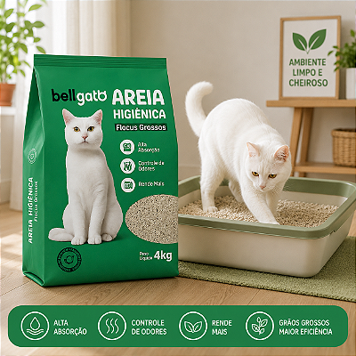 Areia Higiênica Para Gatos 4kg Bell gato Grãos Medios