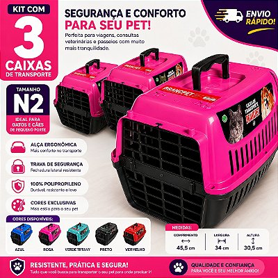 Kit 3 Caixa de Transporte N2 Com 4 Travas