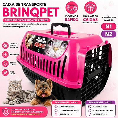 Caixa de Transporte Pet N° 1 2 Para Cachorros Pequenos E Gatos Porta 4 Travas Plástico Casa Casinha