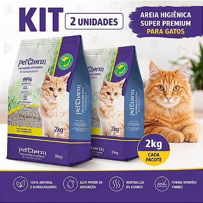 Areia Higiênica para Gato Pet Charm Orgânica de Mandioca Biodegradável 4kg