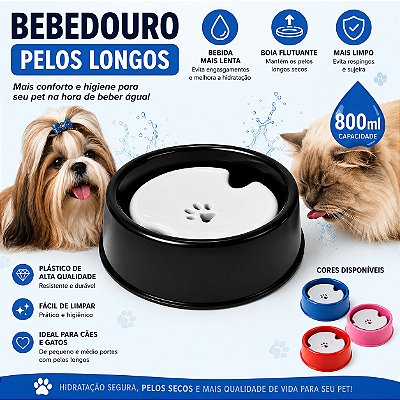 Bebedouro Pelos Longos Para Cachorros e Gatos