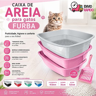 Caixa de Areia Furba + Pá Higiênica Para Gatos