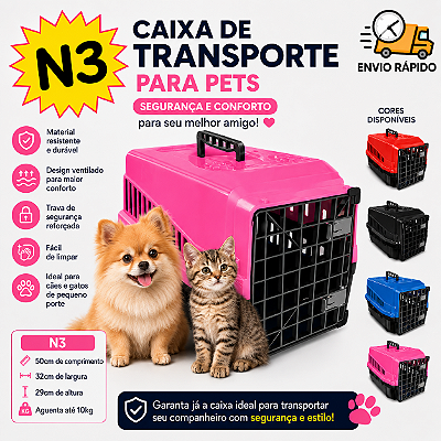 Caixa de Transporte N3 Para Cachorro Gato Coelho