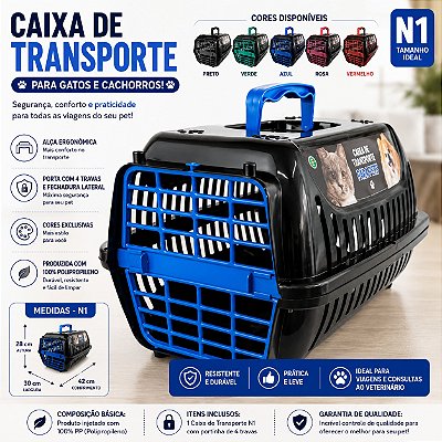 Caixa de Transporte N1 Premium Para Gatos e Cachorros