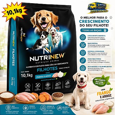 Ração Para Filhotes 10,1kg Nutrinew Frango E Arroz Todas As Raças